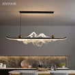 Suspension Cuisine Îlot LED Linéaire Montagne Acrylique, 100 à 150 cm