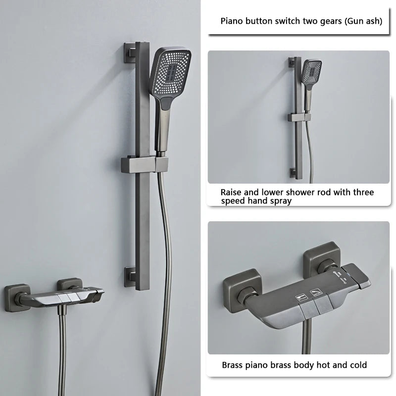 Colonne de Douche Piano Blanc ou Gris Anthracite, 2 ou 3 Touches