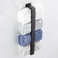 Porte-Serviette Adhésif Barre Plate Noir Mat ou Blanc 30 à 50 cm