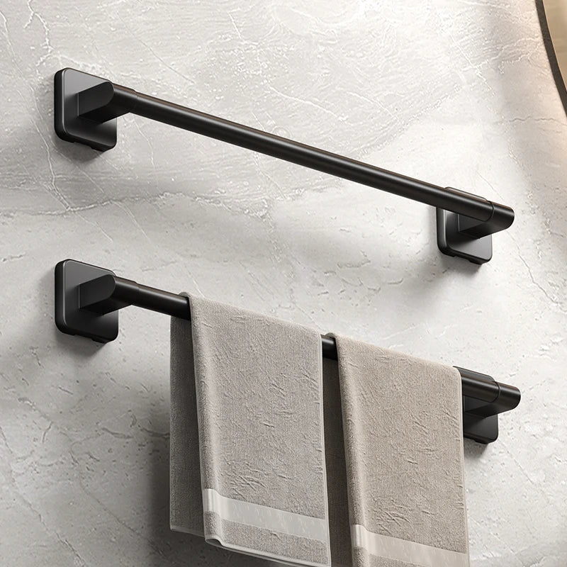 Porte-Serviette Adhésif Noir Sans Perçage en Aluminium, 30, 40 ou 50 cm