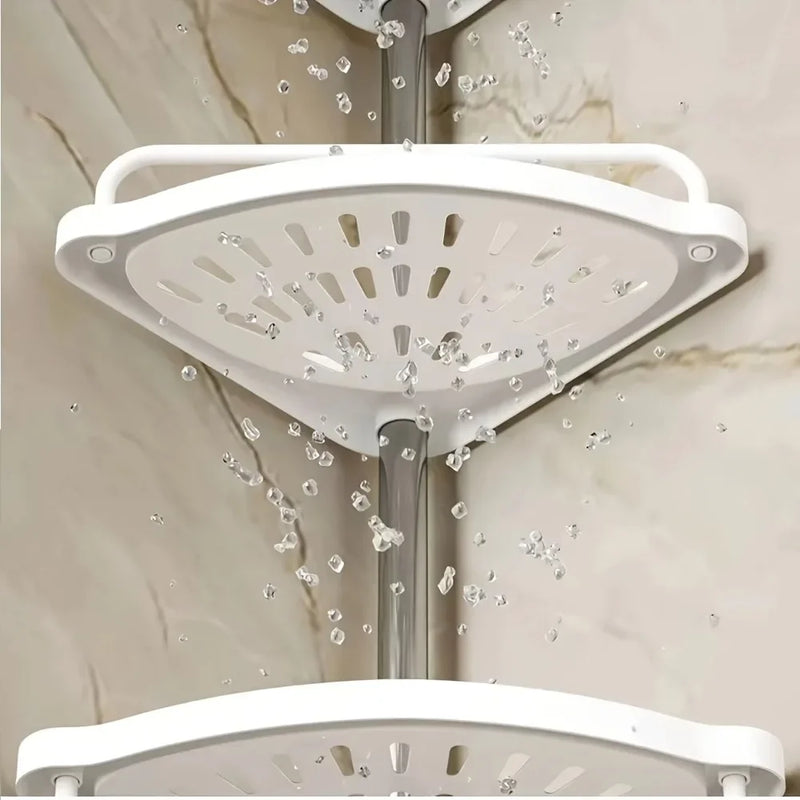 Serviteur de Douche d'Angle Télescopique Blanc 4 Plateaux, 105 à 320 cm