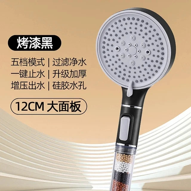 Pommeau de Douche 5 Modes à Billes Minérales, Accessoires à la Pièce
