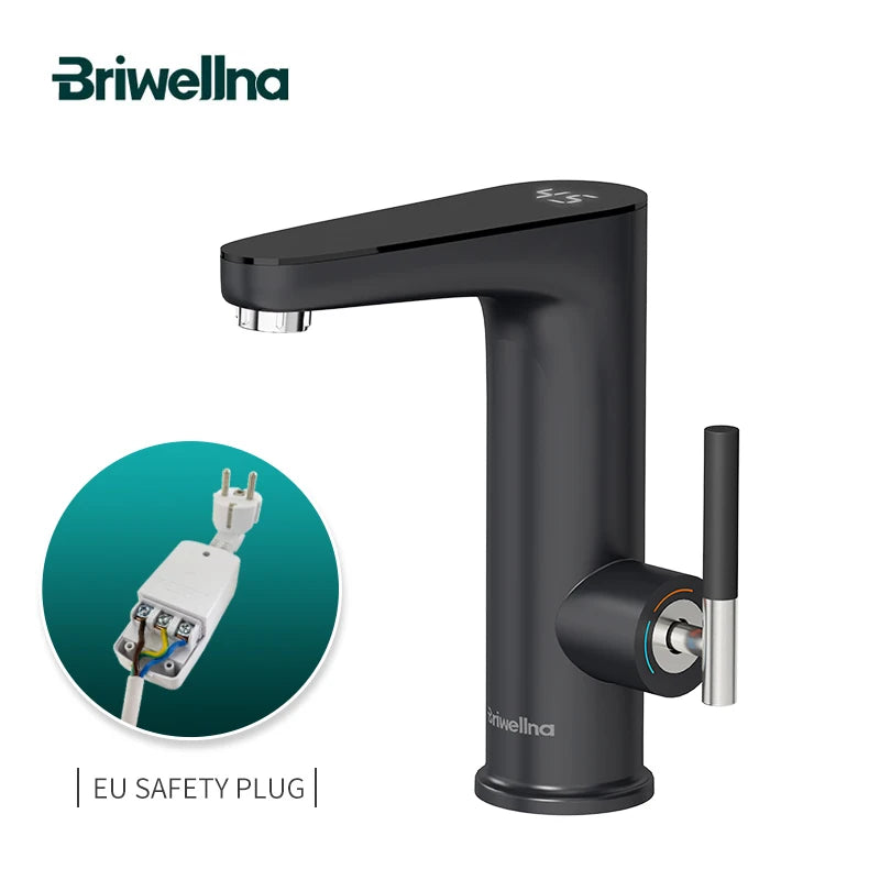 Robinet Chauffe-Eau Instantané Électrique pour Lavabo, Levier et Afficheur, 3 200 W