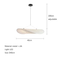Suspension Cuisine Soie Blanche LED, Diamètre 40 à 80 cm