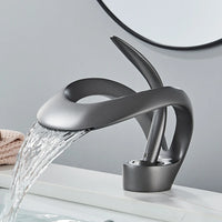 Mitigeur Lavabo Design Cascade, Trou Unique, Flexibles 40 cm, 5 Finitions