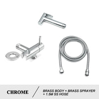 Douchette WC Laiton Eau Froide avec Robinet d'Arrêt, Flexible Inox ou Spiralé