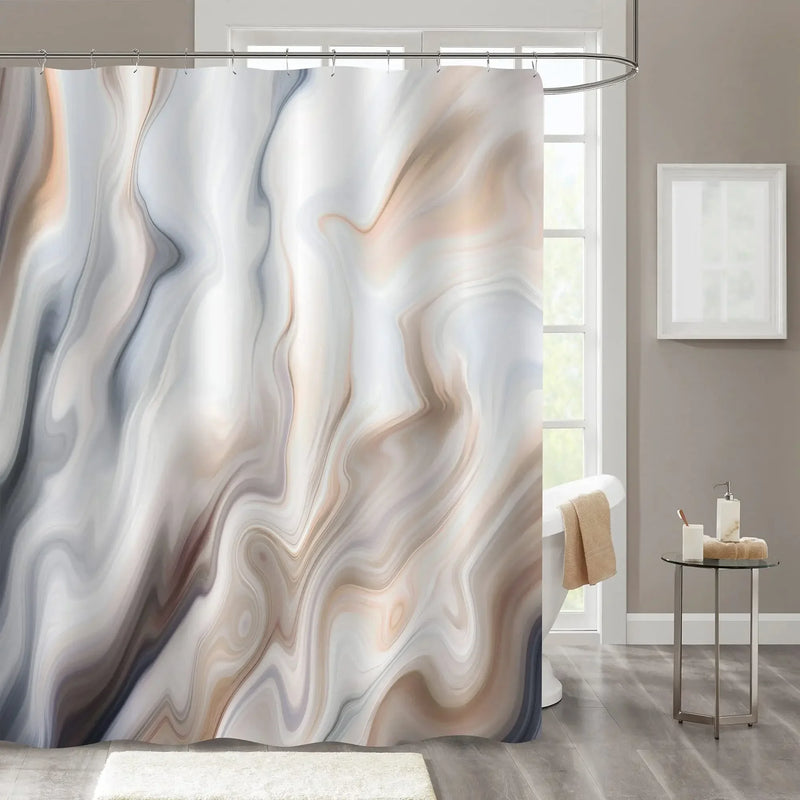 Rideau de Douche Effet Marbre en Tissu, 18 Motifs, 90 à 300 cm
