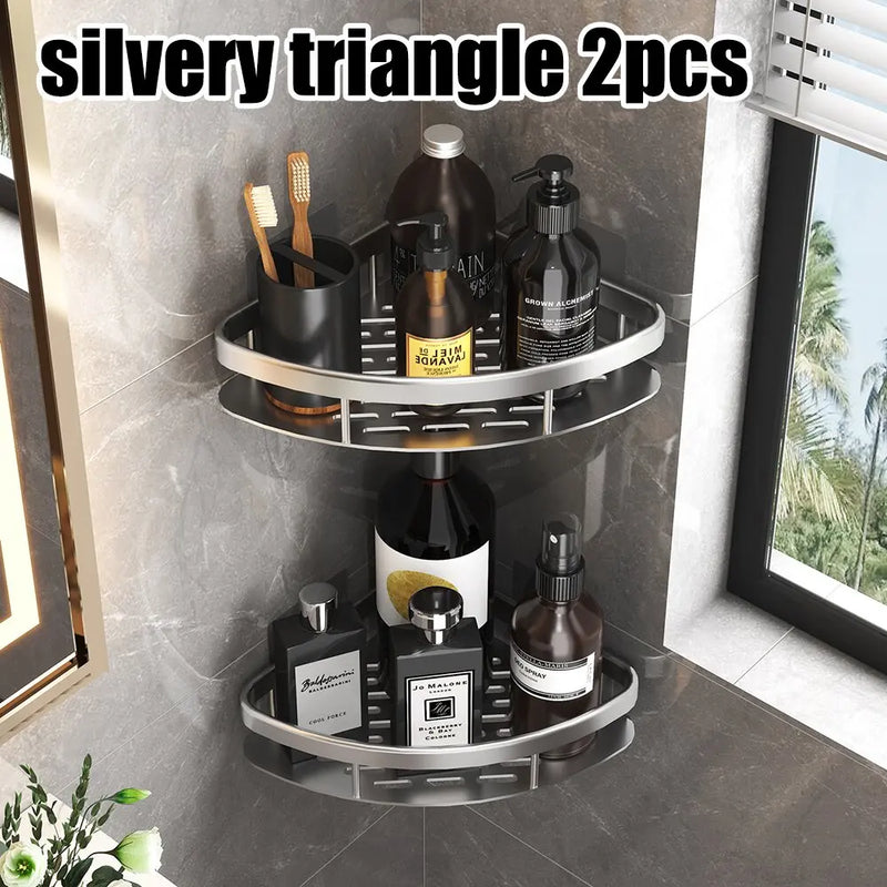 Étagère de Douche d'Angle Aluminium Noir