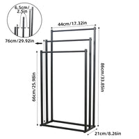 Porte-Serviette sur Pied Noir 3 Niveaux en Acier Autoportant