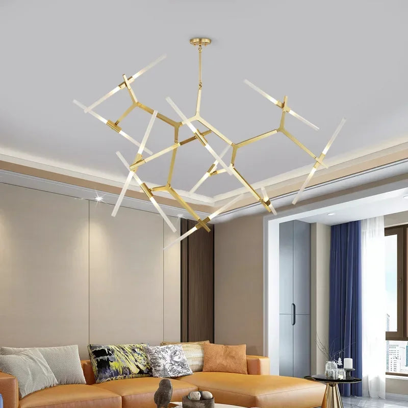 Suspension Cuisine Branches LED Doré ou Noir, 6 à 20 Lampes