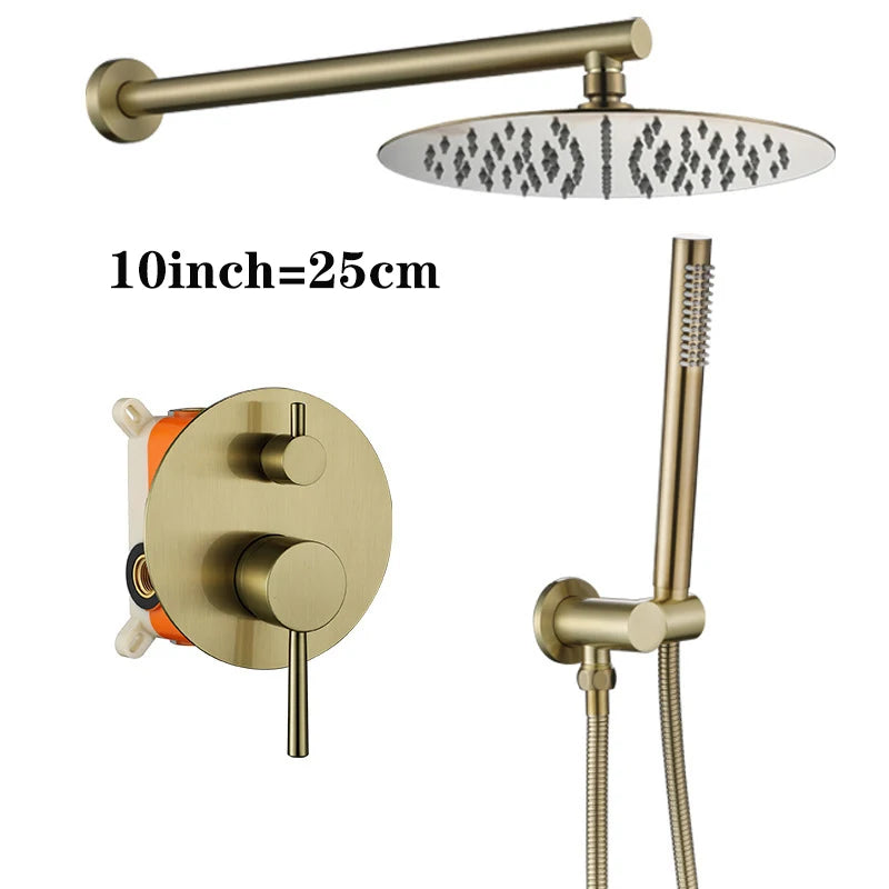 Douche Encastrable Dorée Pluie avec Robinet de Baignoire