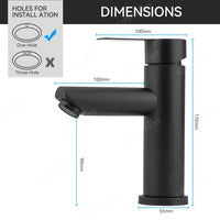Mitigeur Lavabo à Poser Noir Mat, Gris ou Inox Brossé