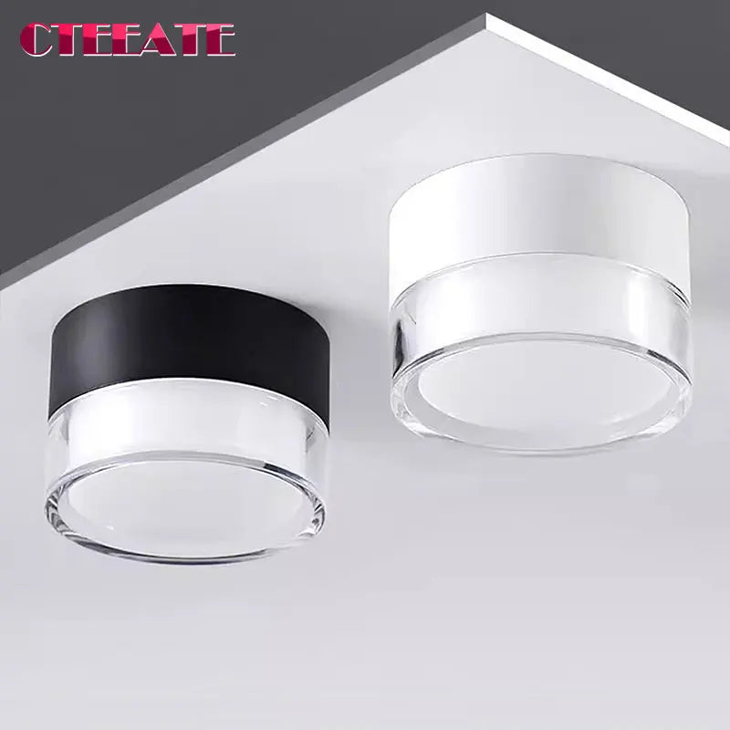 Spot LED en Saillie Cylindre Acrylique Cuisine, 5 à 18 W, Noir ou Blanc