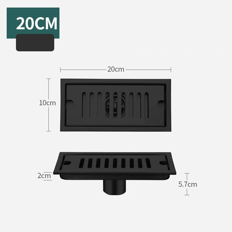 Caniveau de Douche Inox 304 Brossé ou Noir, 20 à 60 cm