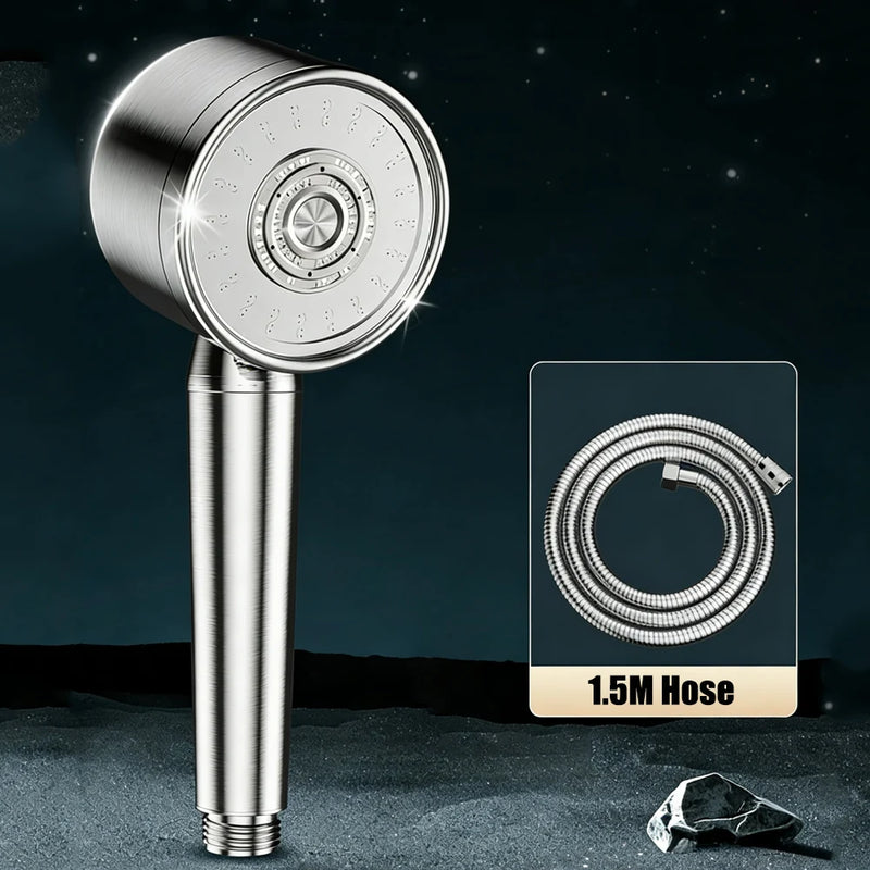 Pommeau de Douche Inox Brossé Haute Pression 3 Modes