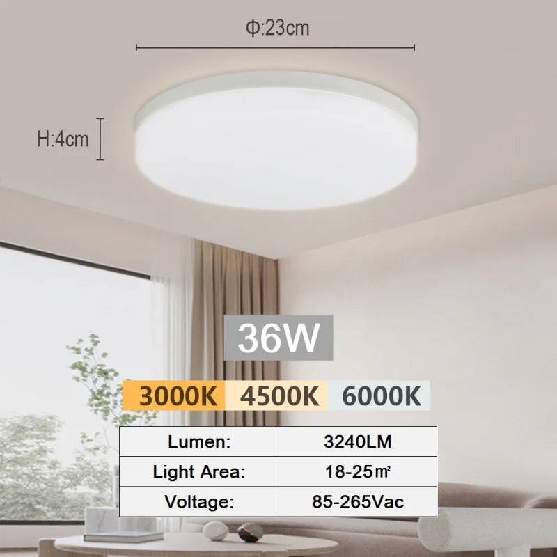 Plafonnier LED Cuisine Extra-Plat, Rond ou Carré, 18 à 48 W