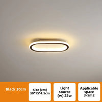 Plafonnier LED Cuisine Ovale Dimmable Doré Noir Blanc