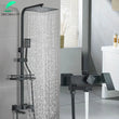 Colonne de Douche Carrée Laiton avec Étagère, Noir, Chromé ou Doré