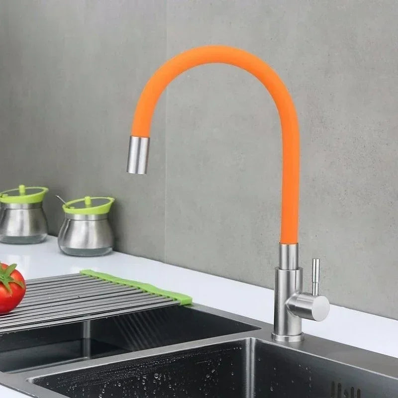 Robinet de Cuisine Flexible Eau Froide en Silicone, Pivotant 360°, 3 Coloris