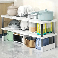 Rangement Sous Évier Extensible Blanc, Étagère 1 ou 2 Niveaux