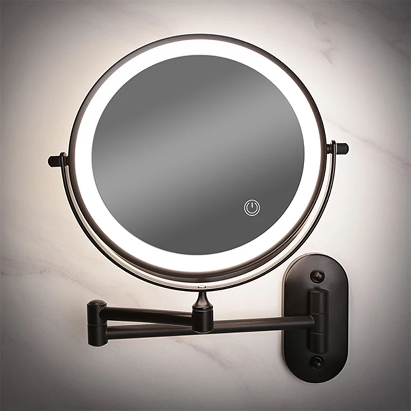 Miroir Grossissant Mural LED Rechargeable USB, Double Face 3x à 10x, 20 cm