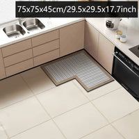 Tapis de Cuisine en L Diatomite Antidérapant, Bordure Noire, Marron ou Grise