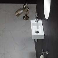 Lave-Main Mural en Céramique Blanc, Ultra-Étroit 36,5 x 18 cm