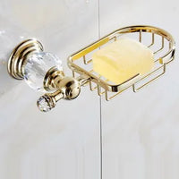 Accessoires Salle de Bain Dorés Cristal à la Pièce, 16 Articles