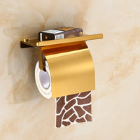 Porte-Papier Toilette Mural Doré avec Tablette