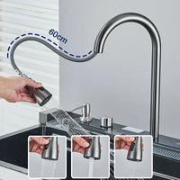 Évier de Cuisine Inox Cascade Multifonction avec Robinet Extractible, 60 à 75 cm