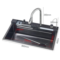 Évier Cuisine Inox 80 cm Cascade Affichage Digital, Gris ou Doré