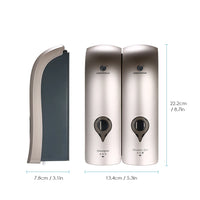 Distributeur de Savon Mural Double Tête 2 x 300 ml, Gris, Champagne ou Blanc