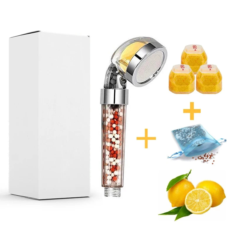 Pommeau de Douche Vitamine C Filtrant Parfumé Citron, Rose, Lavande ou Jasmin