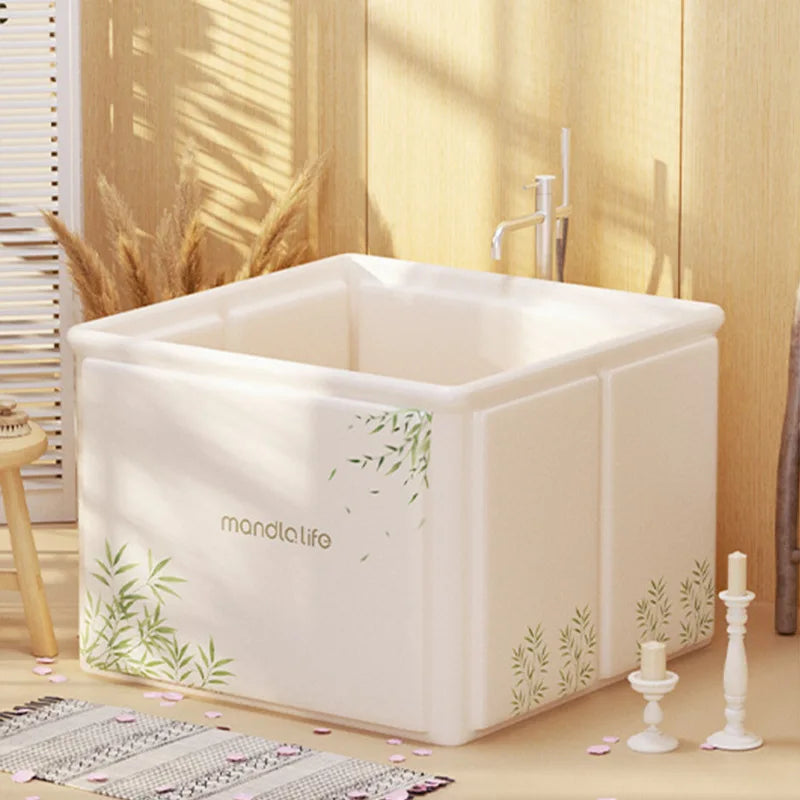 Baignoire Pliable Adulte Carrée 65 x 65 cm, 4 Coloris et Motifs