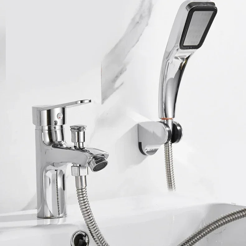 Mitigeur Lavabo Chromé avec Douchette à Main, Inverseur et Flexible