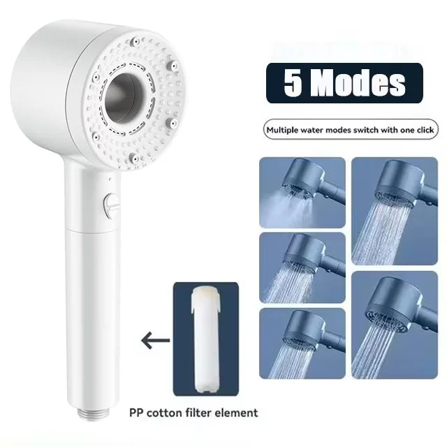 Pommeau de Douche Filtrant 5 Modes, 4 Coloris, Accessoires à la Pièce