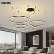 Suspension Cuisine Anneaux LED Design Moderne, Noir, Blanc ou Doré, 1 à 5 Anneaux