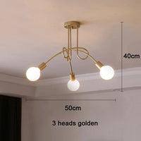 Plafonnier Cuisine Branches 3 ou 5 Lampes E27, Noir, Blanc ou Doré