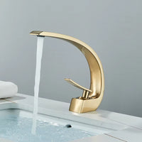 Mitigeur Lavabo Monotrou Courbé en Laiton, 6 Finitions