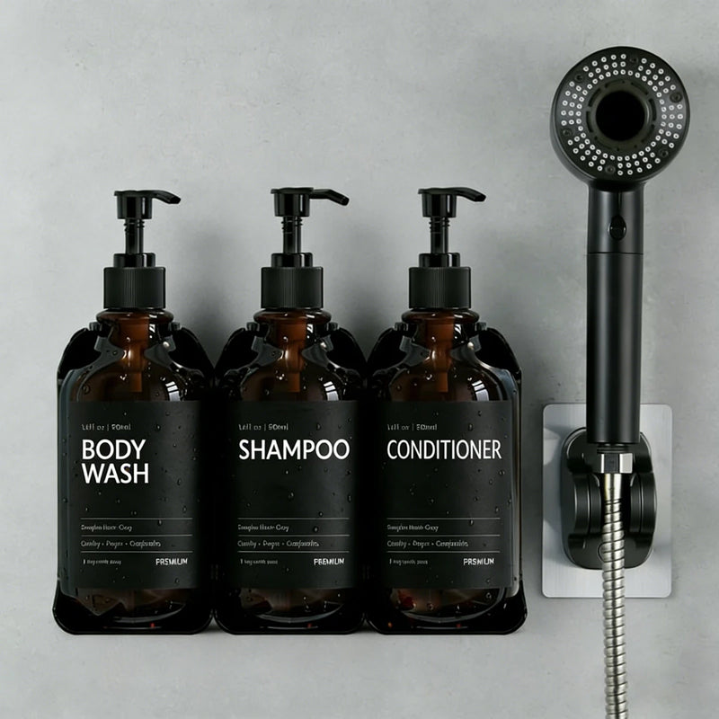 Distributeur de Savon Mural Douche Sans Perçage Lot de Flacons