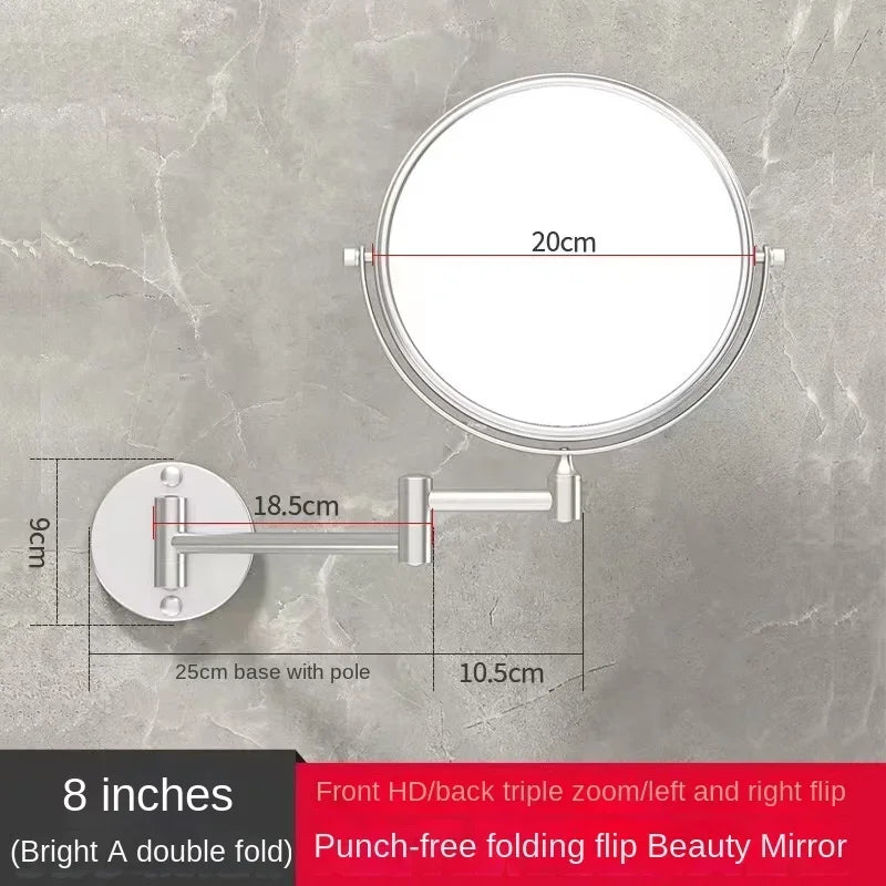Miroir Grossissant Mural Noir Double Face Bras Extensible 20 cm
