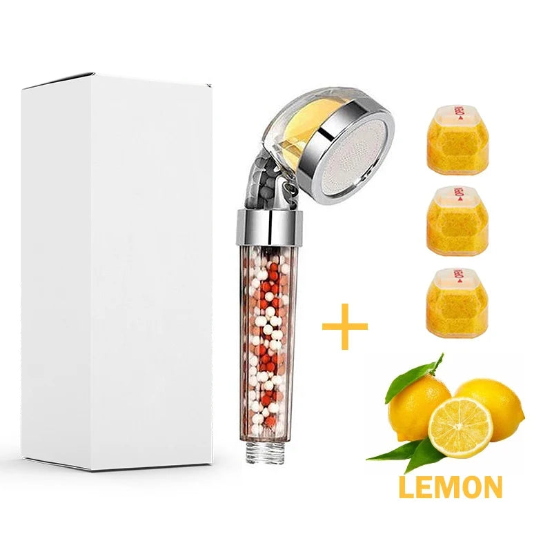 Pommeau de Douche Vitamine C Filtrant Parfumé Citron, Rose, Lavande ou Jasmin