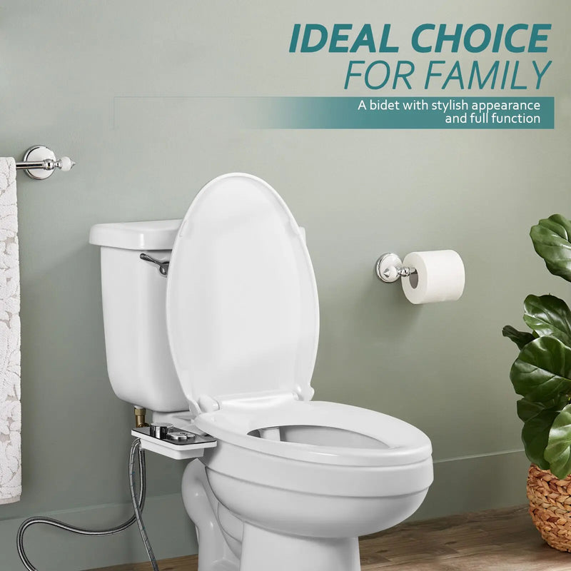 Bidet WC Non Électrique Ultra-Fin 5 mm Noir et Chromé Eau Froide