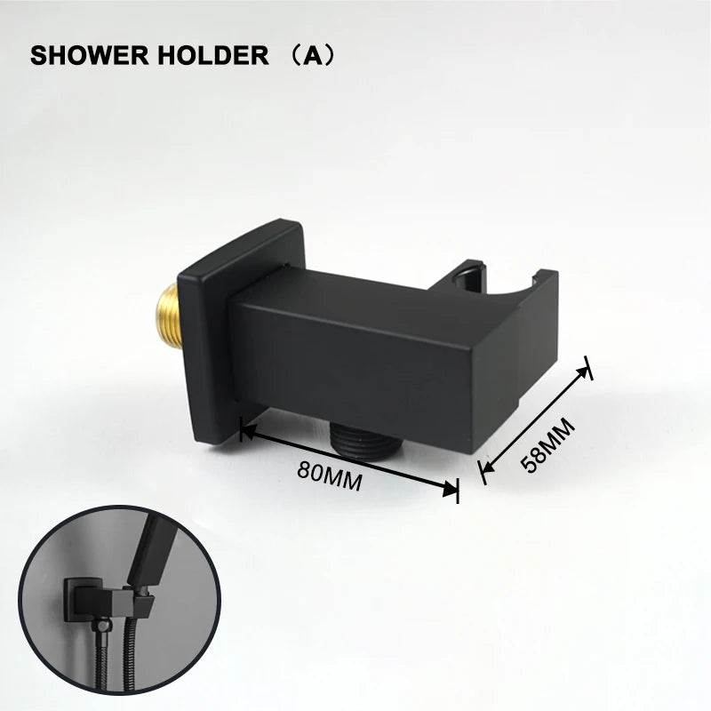 Pommeau de Douche Laiton Noir Mat, Douchettes et Supports à la Pièce