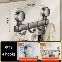 Patère Salle de Bain à Ventouse sans Perçage, Rail Aluminium Gris