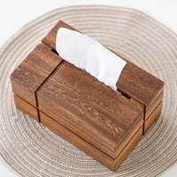 Boîte à Mouchoirs Rectangulaire en Noyer Massif à Rainures