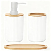 Set Accessoires Salle de Bain Noir ou Blanc, 3 Pièces et Plateau