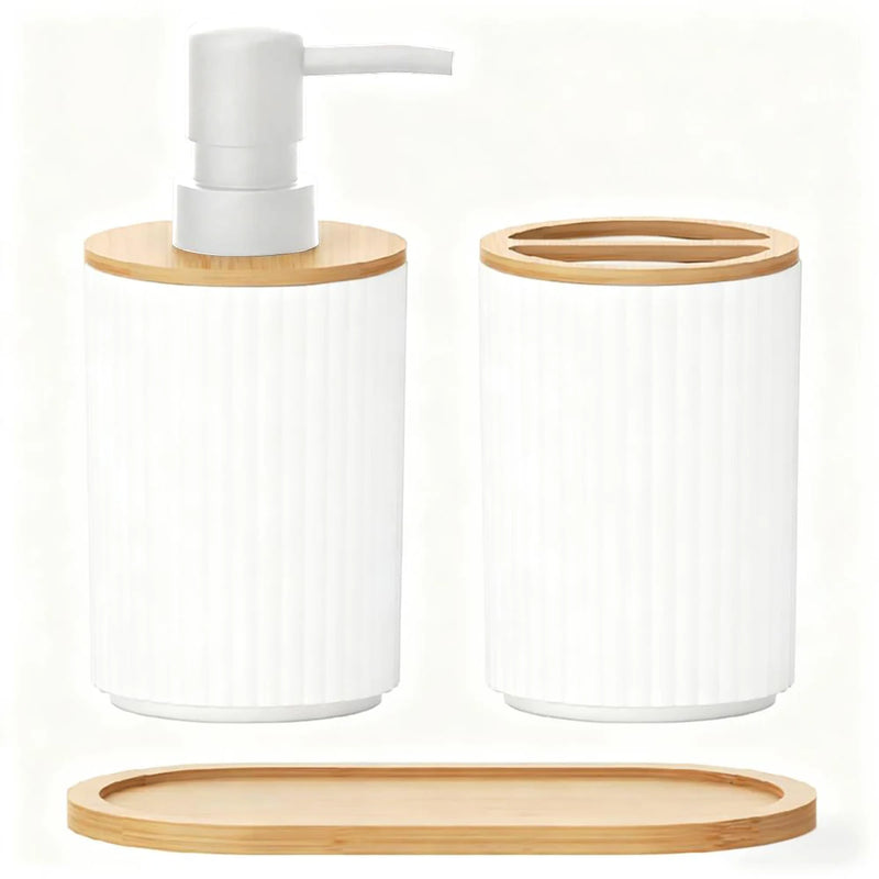 Set Accessoires Salle de Bain Noir ou Blanc, 3 Pièces et Plateau