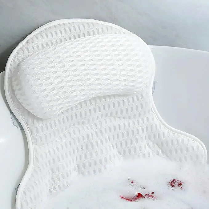 Oreiller de Baignoire Ergonomique Maille 4D Ventouses