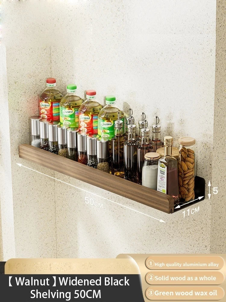 Étagère Murale en Bois et Aluminium, Blanc ou Noir, 20 à 60 cm